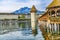 Chapel Wooden Covered Bridge Inner Harbor Lucerne Switzerland