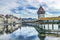 Chapel Wooden Covered Bridge Inner Harbor Lucerne Switzerland