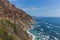 Chapman`s Peak Drive along rocky coastal landscape in Cape Town