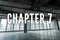 Chapter 7 bankruptcy text. Background is a gutted out interior of an office building