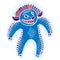 Character angry monster vector flat illustration, cute blue mutant. Drawing of weird beast, emotional expression.
