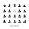 Character archetypes black glyph icons set on white space