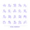 Character archetypes pixel perfect gradient linear vector icons set