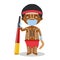 Character from Australia Aboriginal dressed in the traditional way and with surgical mask and latex gloves