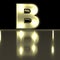 Character B font with reflection. Light bulb glowing letter alph