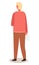 Character back view, stands with a tablet or folder in his hands. Flat vector illustration