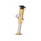 Character baseball bat in cartoon graduation hat shape