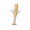 Character baseball bat in cartoon wink shape