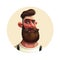 Character bearded hipster. Illustration in a round