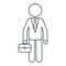 Character business man with suit portfolio outline