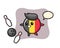 Character cartoon of belgium flag badge is playing bowling