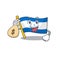 Character on the cartoon flag honduras holding money bag