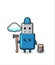 Character cartoon of flash drive usb as a woodcutter