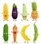 Character cartoon fruit and vegetables. Vector.