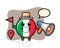 Character cartoon of italy flag badge as a tour guide