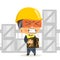 Character constructor worker cartoon of walking carrying heavy box and get pain from backache