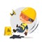 Character constructor worker islipping on grease.  Vector illustration, concept : Safety and accident, Industrial safety