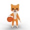 Character corgi playing basketball