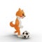 Character corgi playing soccer