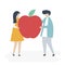 Character of a couple holding an apple illustration