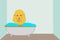 The character cute poodle dog taking a bath with bathtub and bubbles