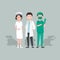 Character design Doctor and nurse on green background. Vector illustration in flat styles.