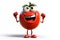 Character design of a personified tomato with facial features and arms. AI