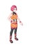 Character design street girl wear orange outfit