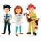 Character design templates of a policeman, doctor and firefighter