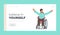 Character Disability Landing Page Template. Young Disabled Man Sitting in Wheelchair, Paralyzed Handicapped Person