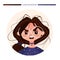 Character emotions avatar angry girl brunette in glasses