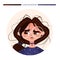 Character emotions avatar cute crying girl brunette in glasses