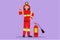 Character flat drawing active firefighters standing with fire extinguisher wearing helmet and uniform with gesture okay. Working