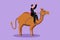 Character flat drawing Arab businessman riding camel. Investment, bullish stock market trading, rising bonds trend. Successful