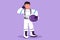 Character flat drawing astronaut standing with call me gesture wearing spacesuit exploring earth, moon, other planets in universe