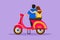 Character flat drawing back view of riders couple trip travel relax. Romantic couple honeymoon moments with hugging. Cute man with