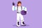 Character flat drawing beauty female astronaut stands with okay gesture wearing spacesuit exploring earth, moon, other planets in