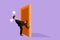 Character flat drawing businessman pulling closed door knob with power. Business struggles metaphor. Strength for success in