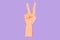 Character flat drawing hand gesture symbol of peace. Number two hand count. Learn to count numbers. Concept of education for