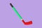 Character flat drawing ice hockey stick logo or symbol. Hockey puck stick, indoor ice sport, game equipment, goal or competition,
