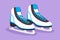 Character flat drawing pair of figure skates. White women ice skate shoes logo, label, icon, symbol. Freezing winter day. Ice