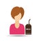 character girl cup milk straw icon graphic