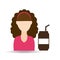 character girl soda coffee icon graphic