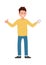 Character guy person with hands thumb up sign and smartphone icon