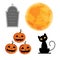 Character for Halloween day on white background , Cartoon cute Black cat , pumpkin , moon