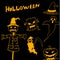 Character Halloween scarecrow pumpkins warlock in dooodle