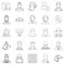 Character icons set, outline style