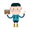 Character illustration design. Boy writing letter cartoon,eps