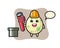 Character illustration of spotted egg as a plumber