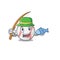 Character isolated baseball with a fishing cute